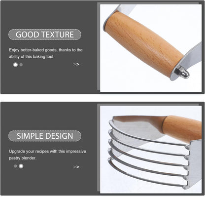 Stainless Steel Dough Mixer Wooden Handle for Baking