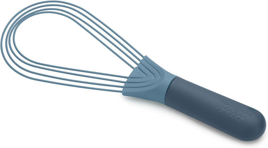 Twist Whisk 2-In-1 Collapsible Balloon and Flat Whisk Silicone Coated Steel Wire, Sky Blue