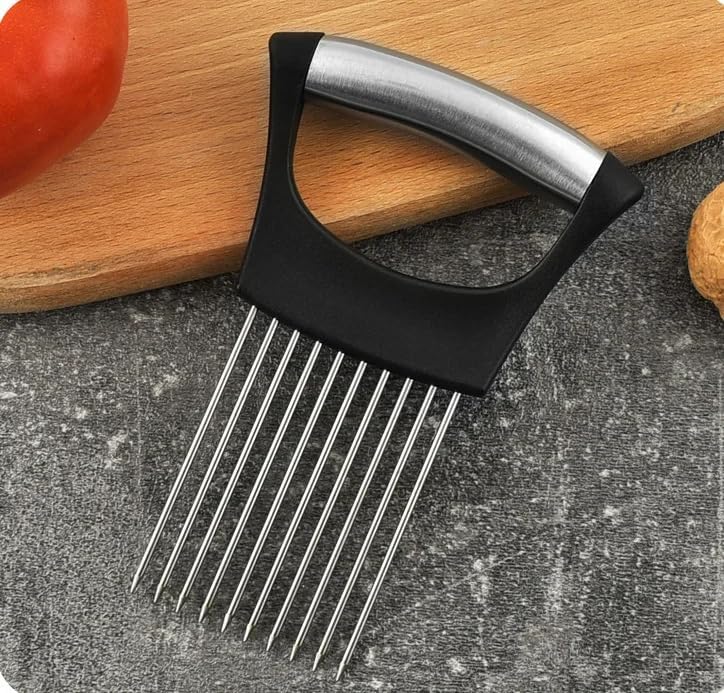 Onion Holder for Slicing, Stainless Steel Tomato Slicer Vegetable Cutter Food Slicer Assistant Tool for Fruit Lemon Meat Onions,Tomatoes,Avocados,Eggs and Other Vegetables,KItchen Utensils