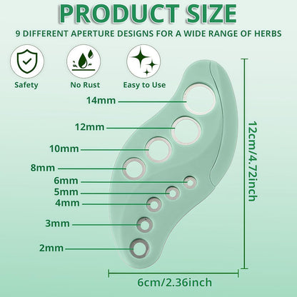 Herb Stripper Tool 9 Holes Stainless Steel Leaf Stripping Tool with Cutter, Metal Herb Peeler for Kale, Thyme, Basil, Rosemary, Durable Kitchen Gadget, Dishwasher Safe