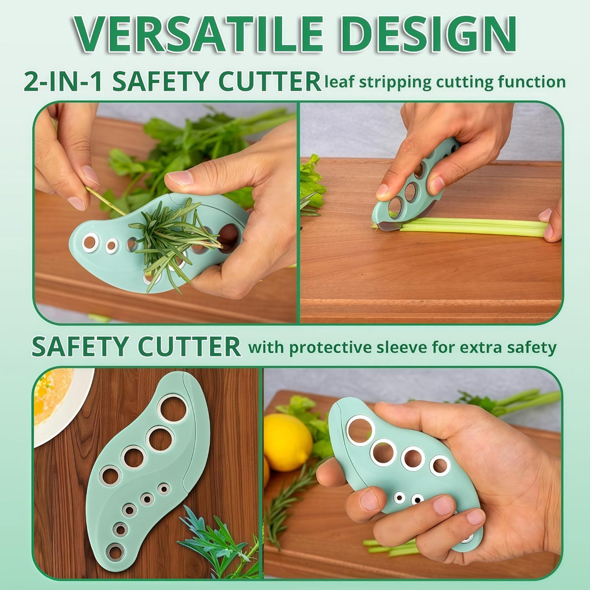 Herb Stripper Tool 9 Holes Stainless Steel Leaf Stripping Tool with Cutter, Metal Herb Peeler for Kale, Thyme, Basil, Rosemary, Durable Kitchen Gadget, Dishwasher Safe