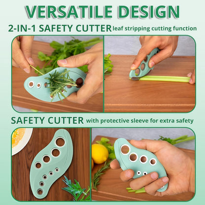 Herb Stripper Tool 9 Holes Stainless Steel Leaf Stripping Tool with Cutter, Metal Herb Peeler for Kale, Thyme, Basil, Rosemary, Durable Kitchen Gadget, Dishwasher Safe