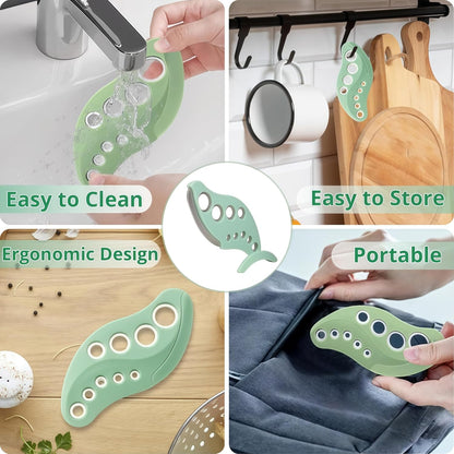 Herb Stripper Tool 9 Holes Stainless Steel Leaf Stripping Tool with Cutter, Metal Herb Peeler for Kale, Thyme, Basil, Rosemary, Durable Kitchen Gadget, Dishwasher Safe