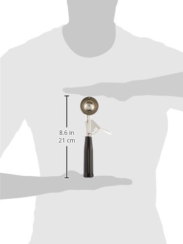 No.30 Ice Cream Disher with Plastic Handle, Size 30, 1 1/4 oz capacity, Black, Stainess Steel