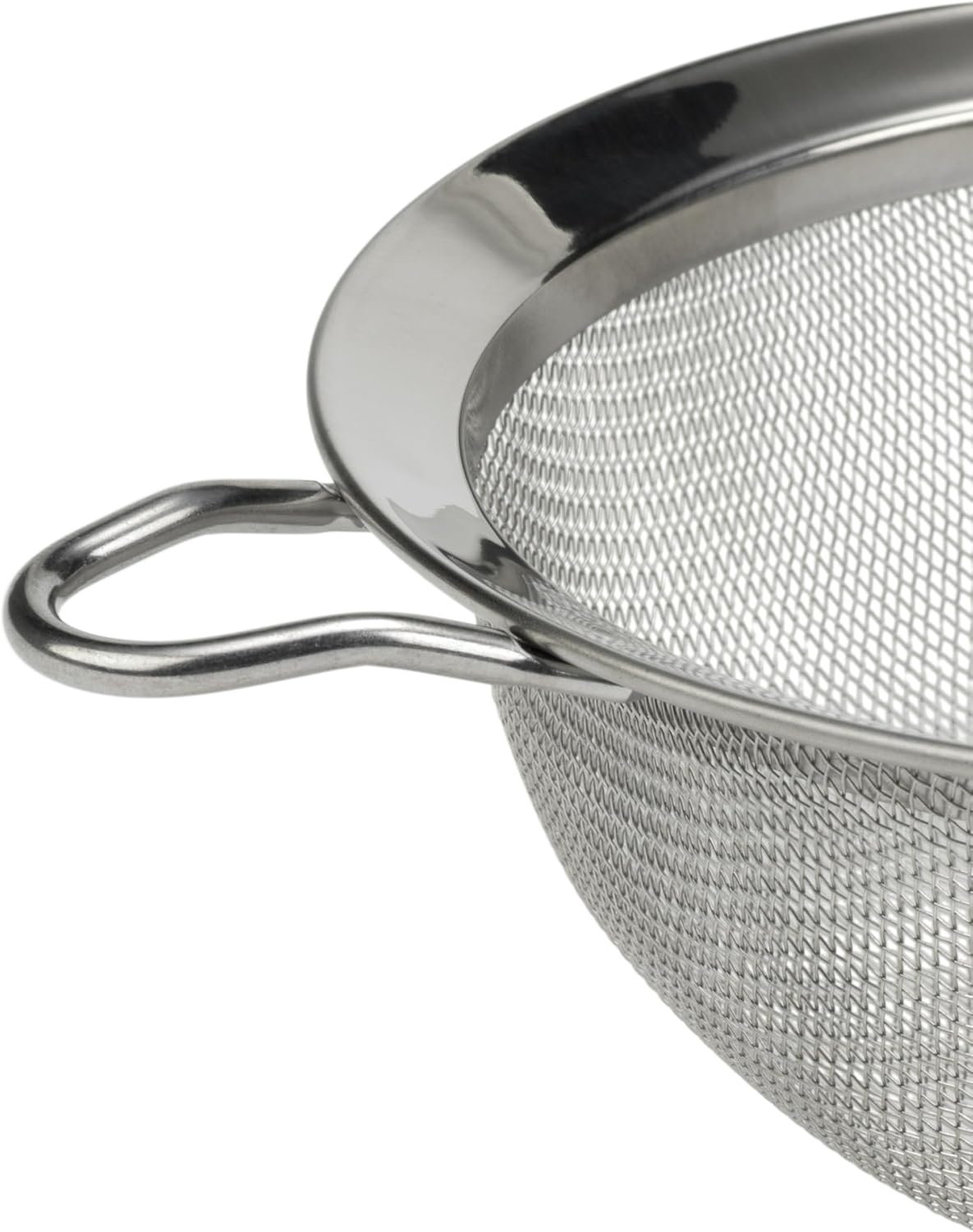 Gourmet 6-inch Hand Strainer, Stainless Steel Diamond Shaped Ergonomic Handle with Hang Loop