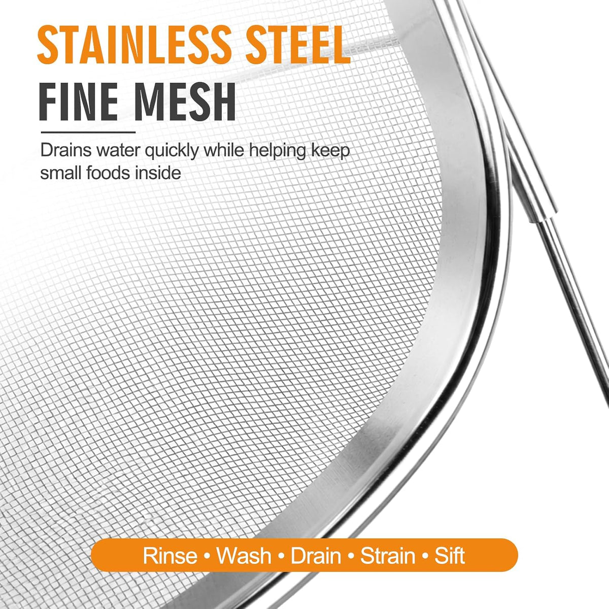 Stainless Steel Colander Set with Self-Draining Base, 3 Sizes Colanders & Food Strainers for Pasta, Rice, Fruits & Veggies, Metal Colander with Draining Plate for Sink or Countertop