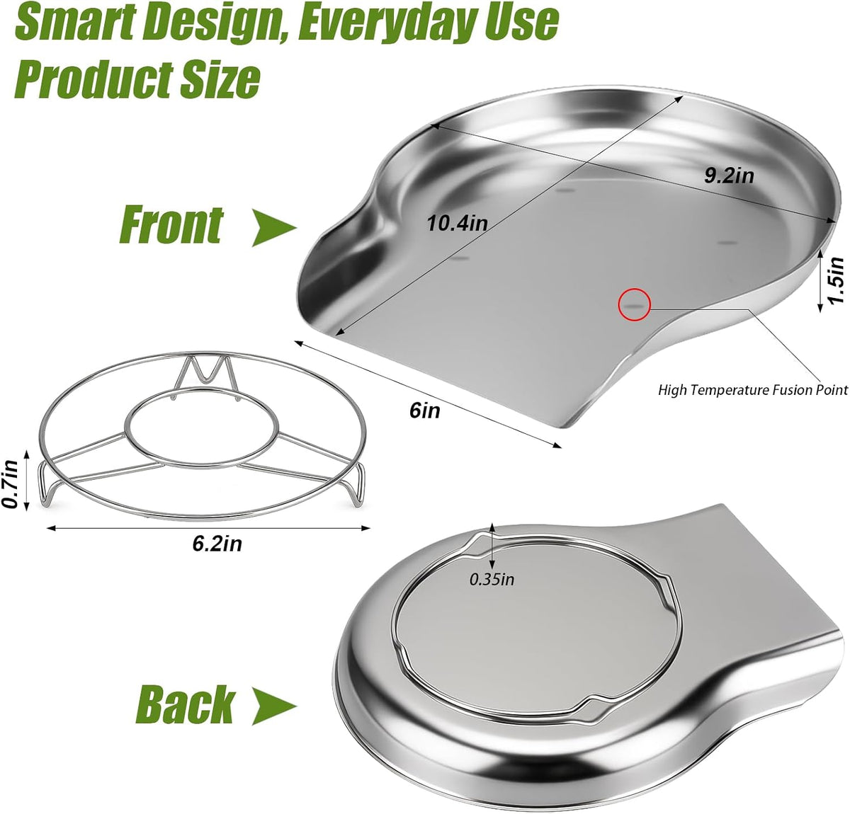 Stainless Steel Colander Set with Self-Draining Base, 3 Sizes Colanders & Food Strainers for Pasta, Rice, Fruits & Veggies, Metal Colander with Draining Plate for Sink or Countertop