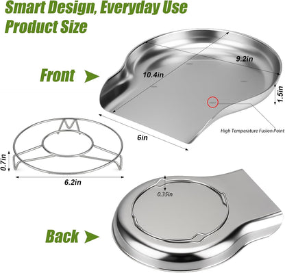 Stainless Steel Colander Set with Self-Draining Base, 3 Sizes Colanders & Food Strainers for Pasta, Rice, Fruits & Veggies, Metal Colander with Draining Plate for Sink or Countertop