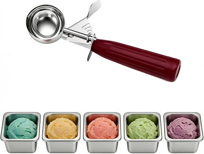 Heavy Duty Stainless Steel Ice Cream Scoop 3.25 oz, Cookie Scoop with Trigger, Baking Scoop for Bakeries,Restaurants & Dessert Shops, #10, Ivory