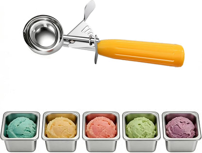 Heavy Duty Stainless Steel Ice Cream Scoop 3.25 oz, Cookie Scoop with Trigger, Baking Scoop for Bakeries,Restaurants & Dessert Shops, #10, Ivory
