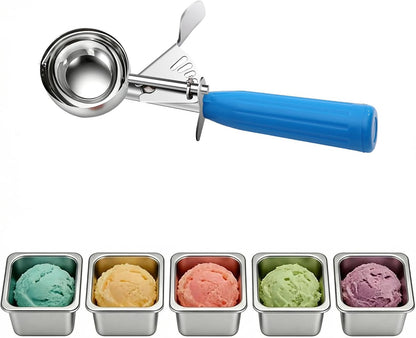 Heavy Duty Stainless Steel Ice Cream Scoop 3.25 oz, Cookie Scoop with Trigger, Baking Scoop for Bakeries,Restaurants & Dessert Shops, #10, Ivory