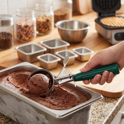 Heavy Duty Stainless Steel Ice Cream Scoop 3.25 oz, Cookie Scoop with Trigger, Baking Scoop for Bakeries,Restaurants & Dessert Shops, #10, Ivory