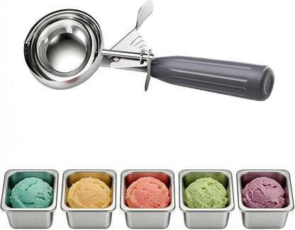 Heavy Duty Stainless Steel Ice Cream Scoop 3.25 oz, Cookie Scoop with Trigger, Baking Scoop for Bakeries,Restaurants & Dessert Shops, #10, Ivory