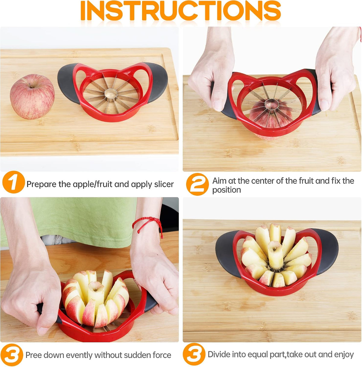 Apple Cutter, Apple Corer and Slicer - 4.72 Inch Apple Slicer