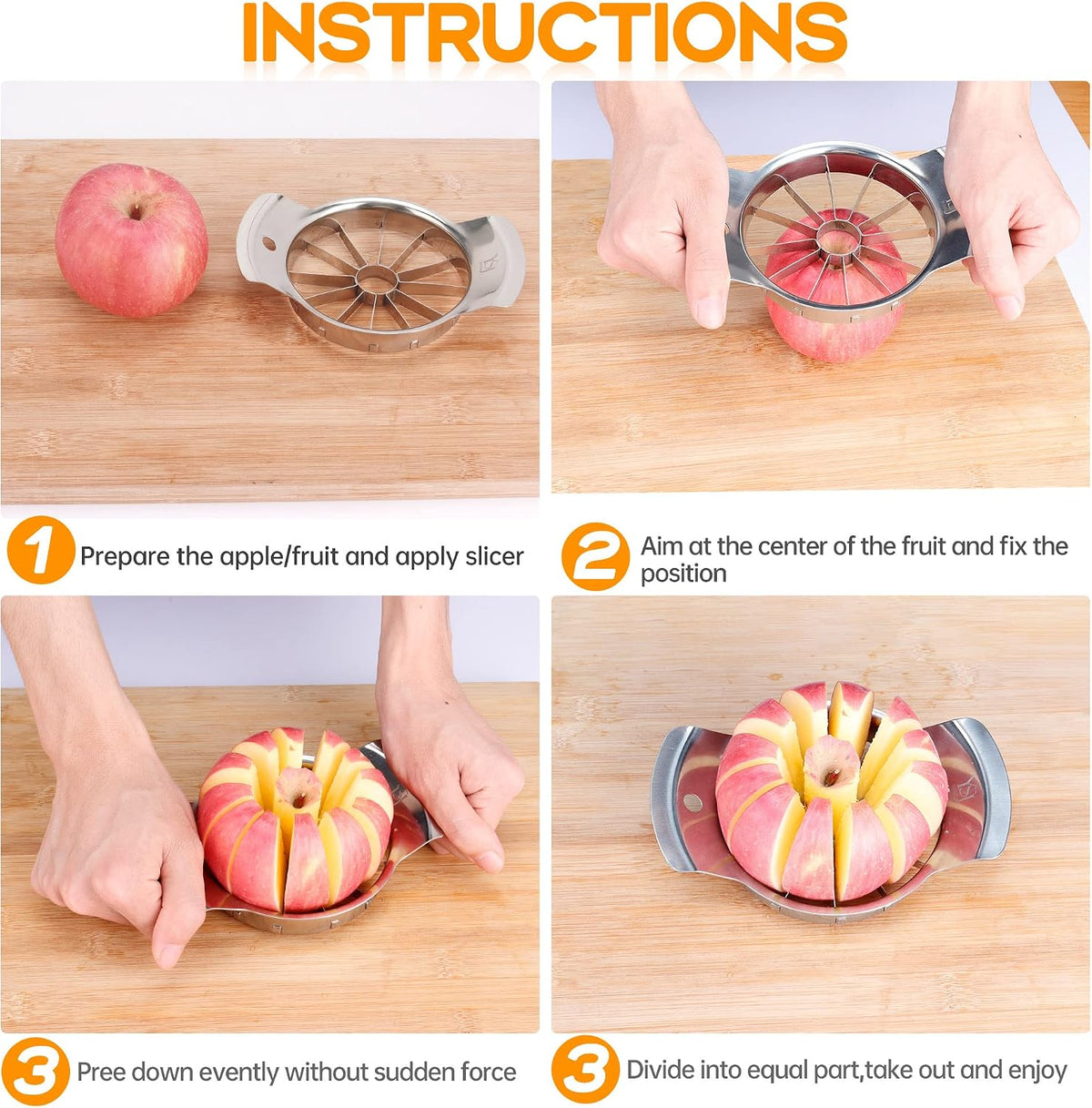 Apple Cutter, Apple Corer and Slicer - 4.72 Inch Apple Slicer