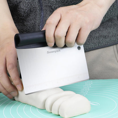 Bench Dough Cutter-Flexible Plastic Bowl Scraper Kitchen Tool,Black