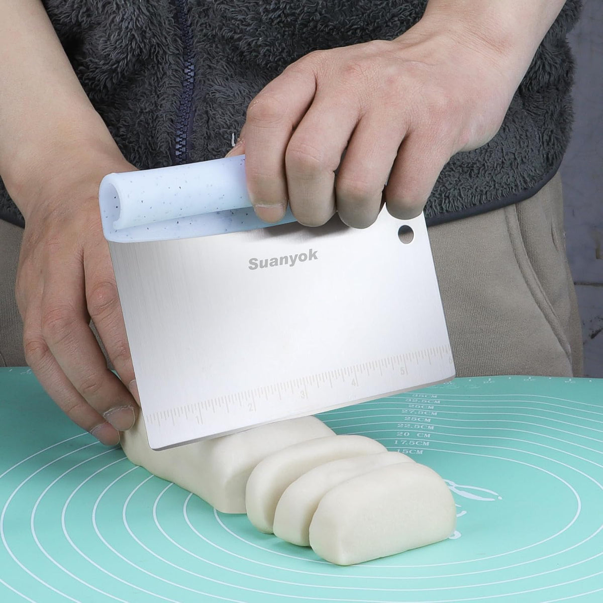 Bench Dough Cutter-Flexible Plastic Bowl Scraper Kitchen Tool,Black