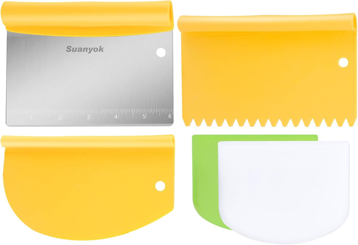 Bench Dough Cutter-Flexible Plastic Bowl Scraper Kitchen Tool,Black
