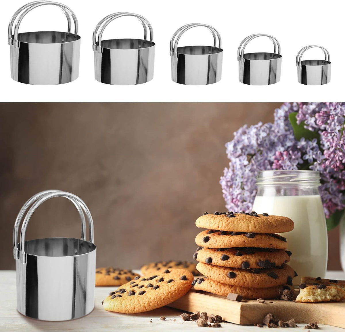Biscuit Cutter,Pastry Cutter, Bench Scraper, Silicone Pastry Dough Baking Mat Set, Baking Tools and Accessories Kit