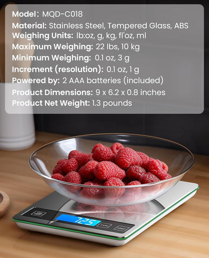 Food Scale 22lb Digital Kitchen Scale for Cooking Baking