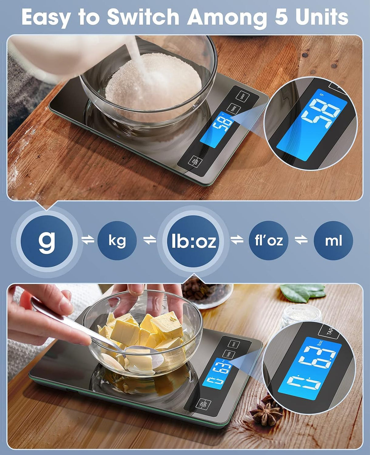 Food Scale 22lb Digital Kitchen Scale for Cooking Baking