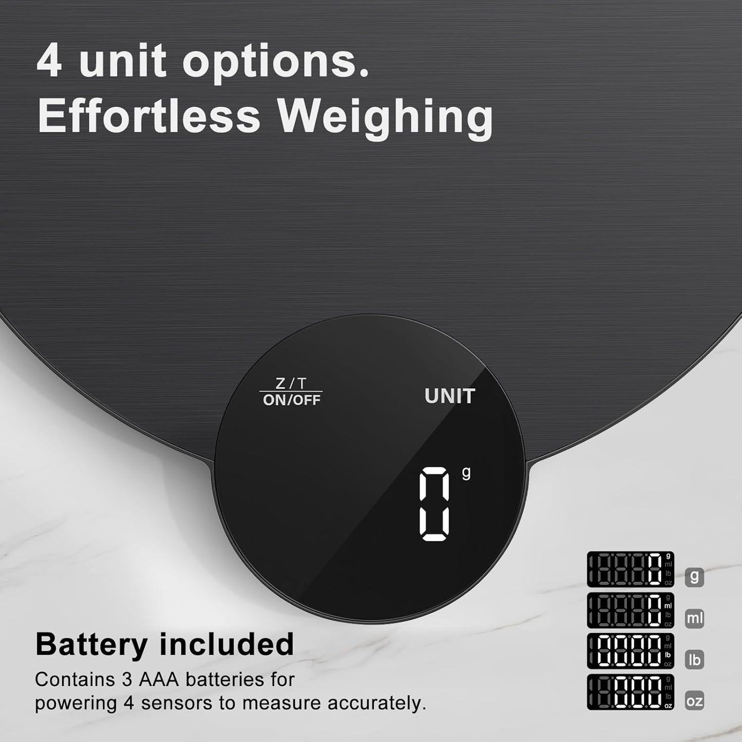 1g/0.1oz Precision Food Scale, HD LED Display Digital Kitchen Scale, Stainless Steel, 11lb Capacity for Cooking Baking (Batteries Included)