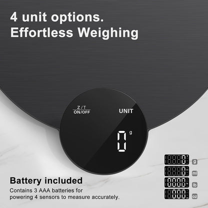 1g/0.1oz Precision Food Scale, HD LED Display Digital Kitchen Scale, Stainless Steel, 11lb Capacity for Cooking Baking (Batteries Included)