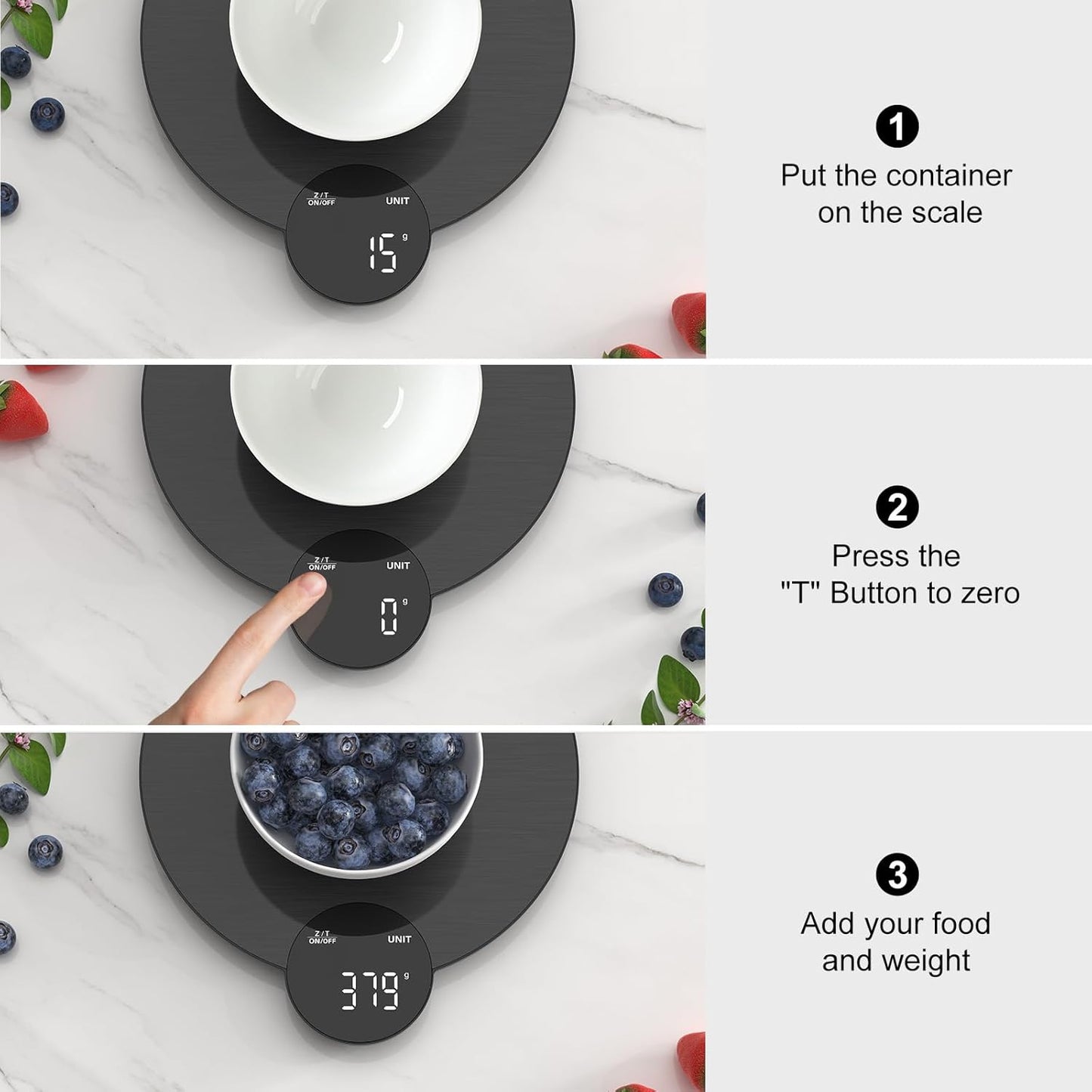 1g/0.1oz Precision Food Scale, HD LED Display Digital Kitchen Scale, Stainless Steel, 11lb Capacity for Cooking Baking (Batteries Included)