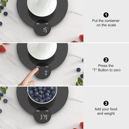 1g/0.1oz Precision Food Scale, HD LED Display Digital Kitchen Scale, Stainless Steel, 11lb Capacity for Cooking Baking (Batteries Included)