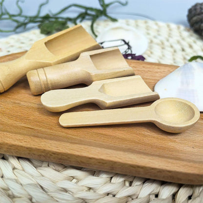 4PCS Mini Wooden Spoon Bath Salt Spoon (3.66 & 3 Inch) - Food-Safe Beechwood Measuring Tools for Baking/Coffee/Spices, Ergonomic Kitchen Utensils & Baby Food Prep (4 Sizes)