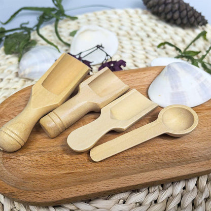 4PCS Mini Wooden Spoon Bath Salt Spoon (3.66 & 3 Inch) - Food-Safe Beechwood Measuring Tools for Baking/Coffee/Spices, Ergonomic Kitchen Utensils & Baby Food Prep (4 Sizes)