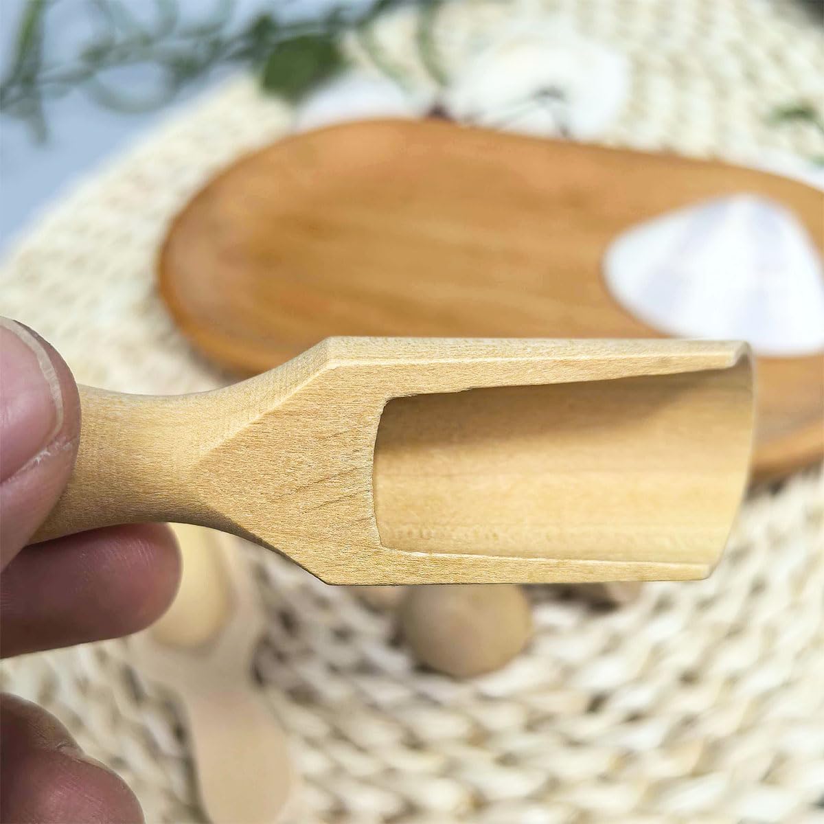 4PCS Mini Wooden Spoon Bath Salt Spoon (3.66 & 3 Inch) - Food-Safe Beechwood Measuring Tools for Baking/Coffee/Spices, Ergonomic Kitchen Utensils & Baby Food Prep (4 Sizes)