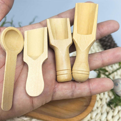 4PCS Mini Wooden Spoon Bath Salt Spoon (3.66 & 3 Inch) - Food-Safe Beechwood Measuring Tools for Baking/Coffee/Spices, Ergonomic Kitchen Utensils & Baby Food Prep (4 Sizes)