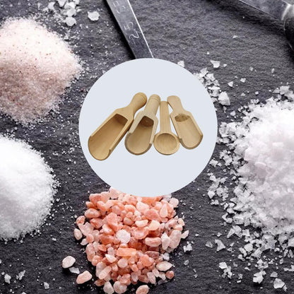 4PCS Mini Wooden Spoon Bath Salt Spoon (3.66 & 3 Inch) - Food-Safe Beechwood Measuring Tools for Baking/Coffee/Spices, Ergonomic Kitchen Utensils & Baby Food Prep (4 Sizes)