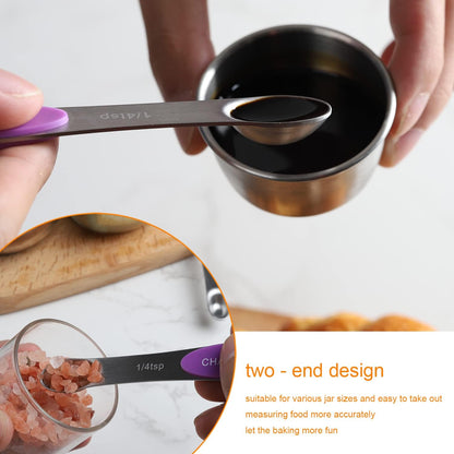 Magnetic Measuring Spoons Set 8 Dual Sided Stainless Steel Measuring Spoons