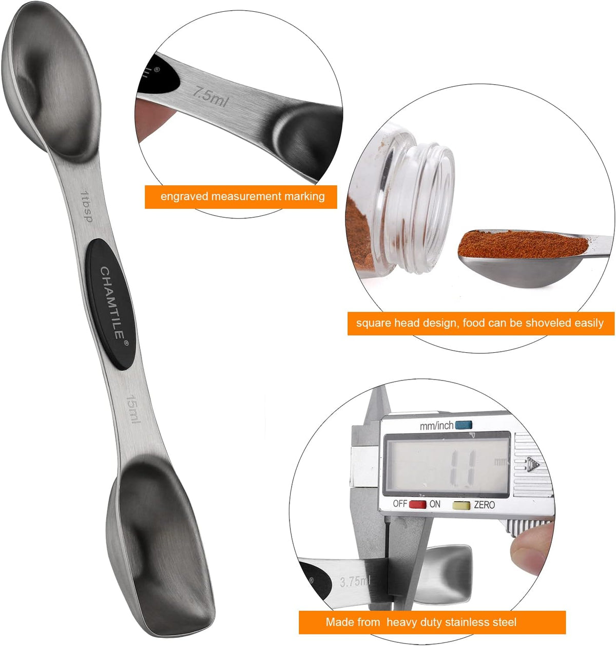 Magnetic Measuring Spoons Set 8 Dual Sided Stainless Steel Measuring Spoons