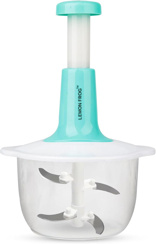 Manual Food Processor, Vegetable Chopper, Hand Press- Multipurpose– 2L Capacity | Effortless Food Prep for Fruits, Veggies, Herbs, Nuts, Onions, Salad & Dressings, Salsa, Guacamole and Many More!