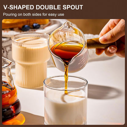 Espresso Measuring Cups, 3.5 oz Double Spout Glasses, Set of 2