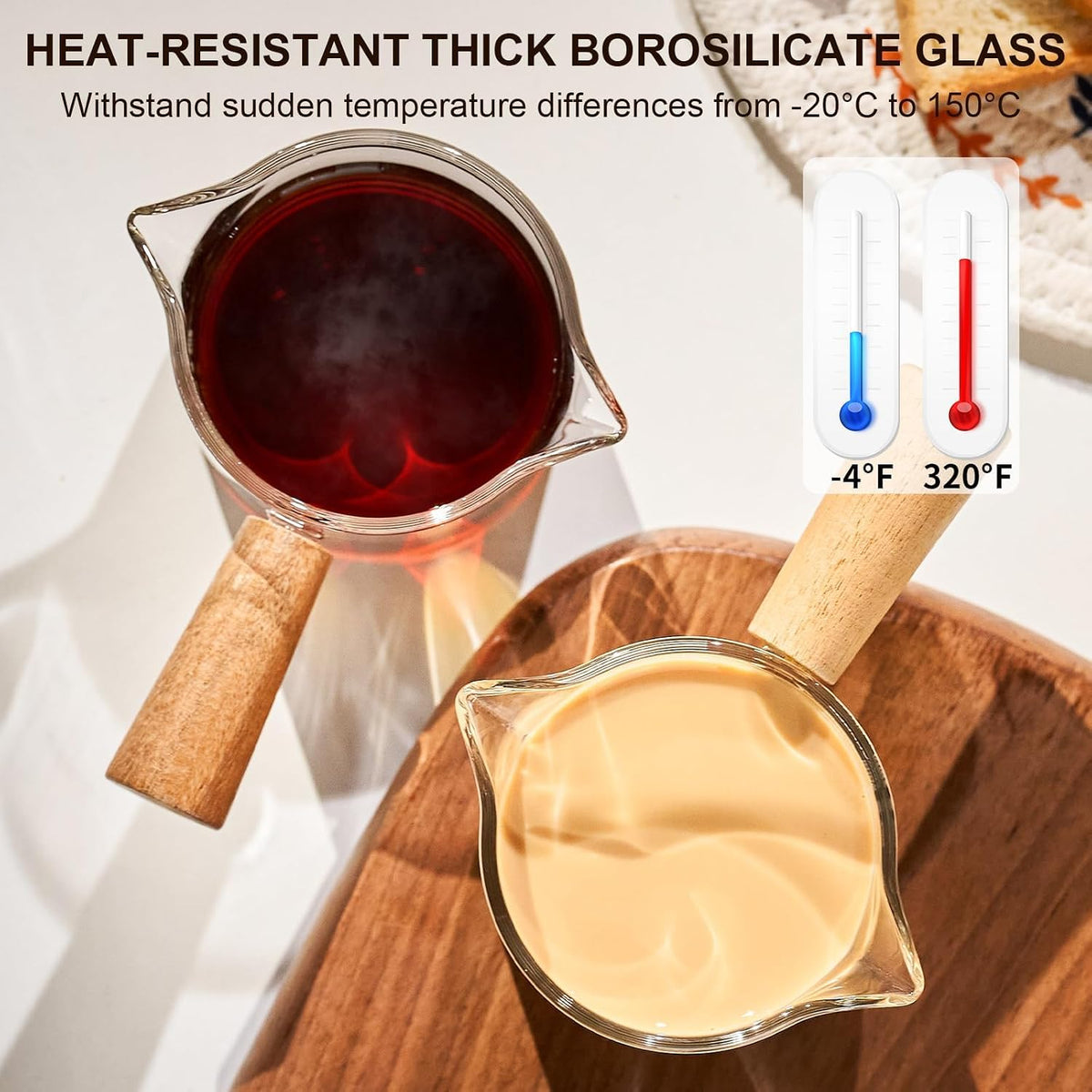 Espresso Measuring Cups, 3.5 oz Double Spout Glasses, Set of 2