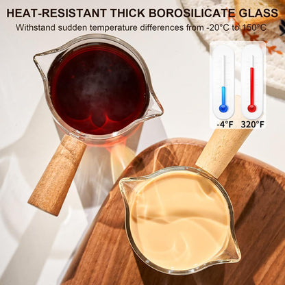 Espresso Measuring Cups, 3.5 oz Double Spout Glasses, Set of 2