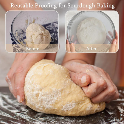 Large Glass Bowl for Sourdough Bread Making, 4.7 Quart Glass Mixing Bowl for Sourdough Bread with Lid, Clear Breads Proofing Bowl with Covers, Ideal for Kitchen, Storage
