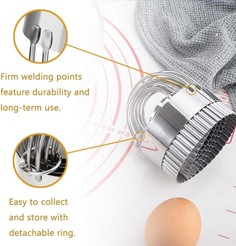 Stainless Steel Biscuit Cutters Set for Baking (5 Pieces) | Fluted Round Cookie Cutters with Handle | Professional Baking Dough Tools