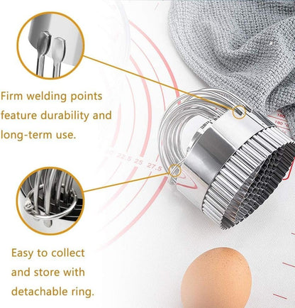 Stainless Steel Biscuit Cutters Set for Baking (5 Pieces) | Fluted Round Cookie Cutters with Handle | Professional Baking Dough Tools