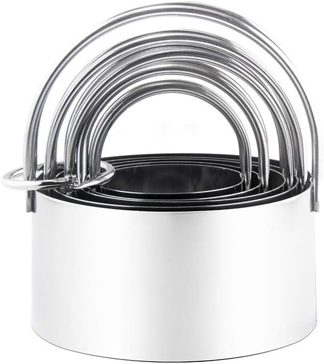 Stainless Steel Biscuit Cutters Set for Baking (5 Pieces) | Fluted Round Cookie Cutters with Handle | Professional Baking Dough Tools