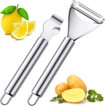 2 Pcs Lemon Orange Peeler Stainless Steel Citrus Zester Tool