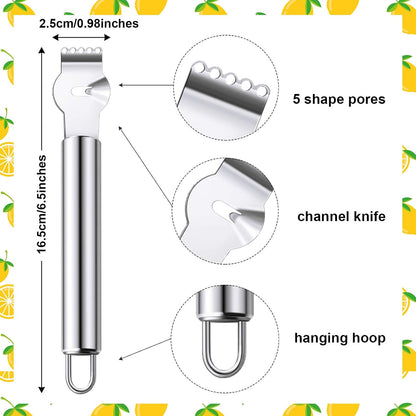 2 Pcs Lemon Orange Peeler Stainless Steel Citrus Zester Tool