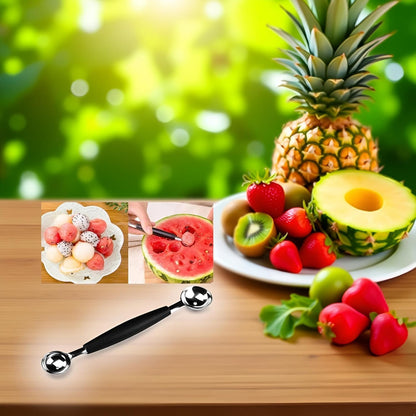 1Pc Black Double-Sided Fruit Melon Baller Spoon 2 in 1 Stainless Steel Melon Ballers Melon Scoop for Watermelon Cantaloupe Icecream Ball,18cm,Fruit and Vegetable Tools,Melon Ballers,Kitchen