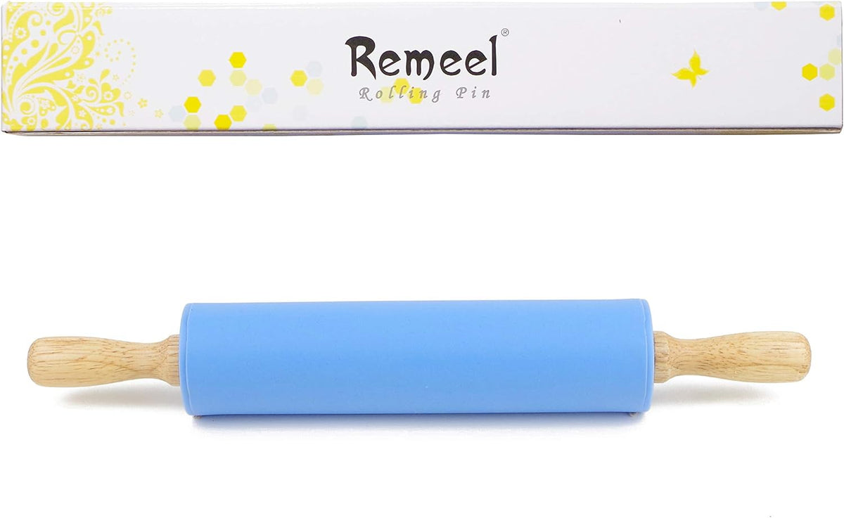 Silicone Rolling Pin for Baking Non-stick Rolling Pin Dough Roller Wooden Handle Kitchen Accessories Pastry Roller