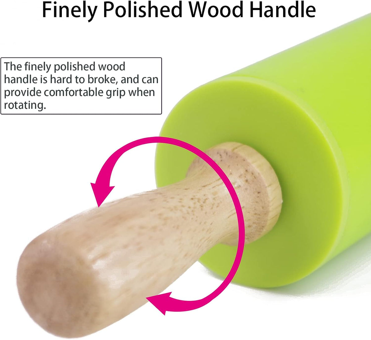 Silicone Rolling Pin for Baking Non-stick Rolling Pin Dough Roller Wooden Handle Kitchen Accessories Pastry Roller