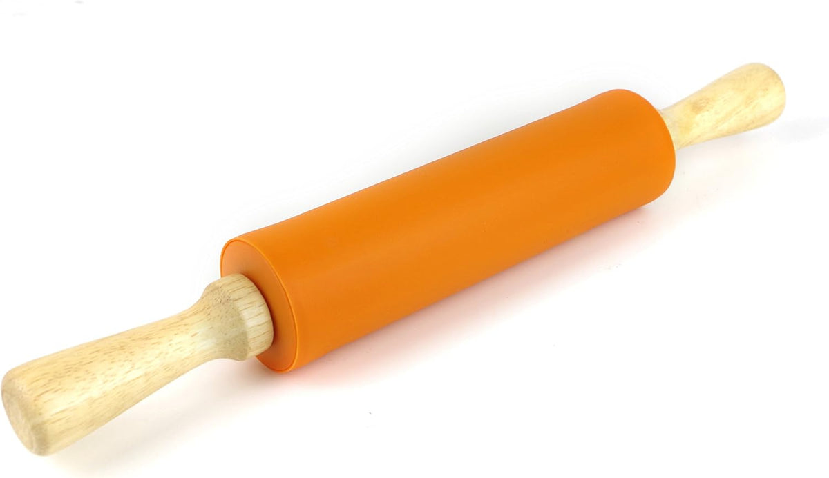 Silicone Rolling Pin for Baking Non-stick Rolling Pin Dough Roller Wooden Handle Kitchen Accessories Pastry Roller